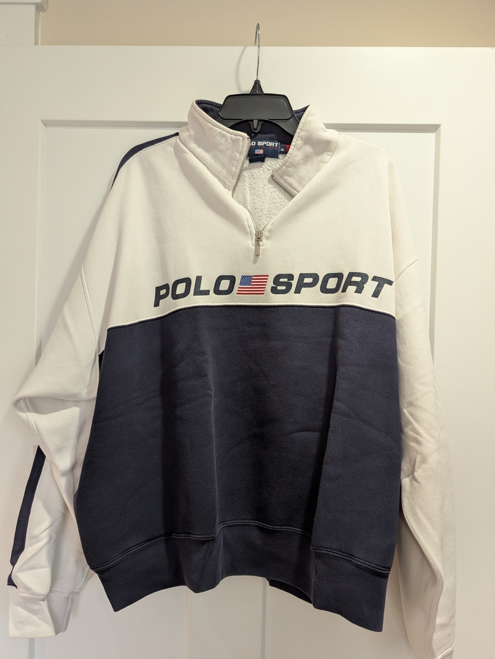 Polo by Ralph Lauren White and Navy Half-Zip Polo Sport Sweatshirt